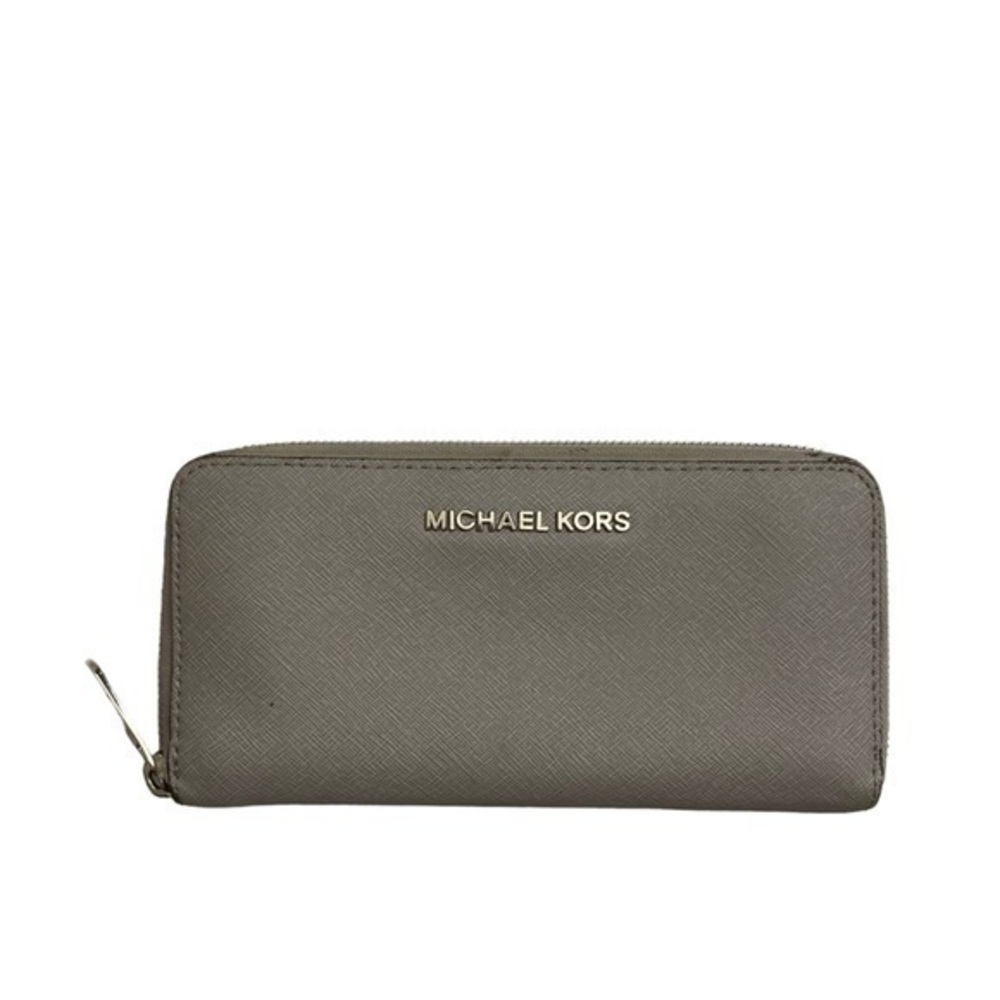Michael Kors gray silver zipper clutch wallet